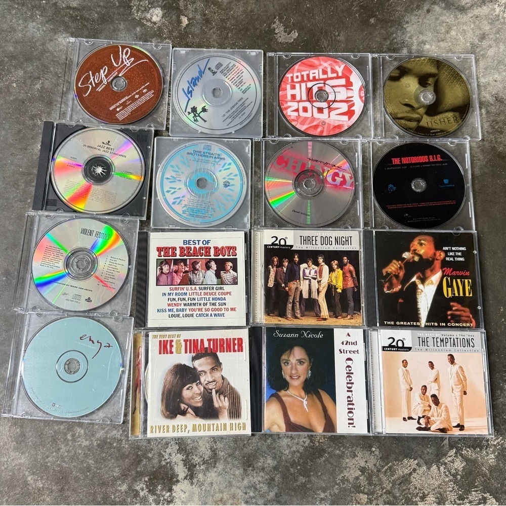 Mixed Music CD Lot U2 Usher Beach Boys Marvin Gaye Pop Rock R&B 16 CDs